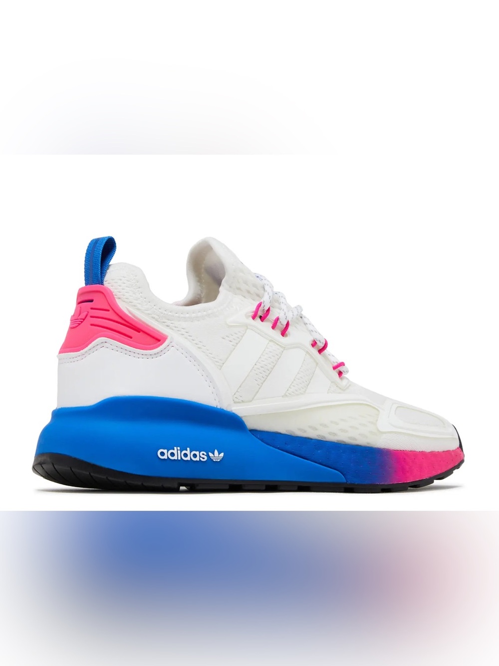 NEW Adidas women’s 9 white pink blue ZX 2K boost mesh sneaker shoes NWOB